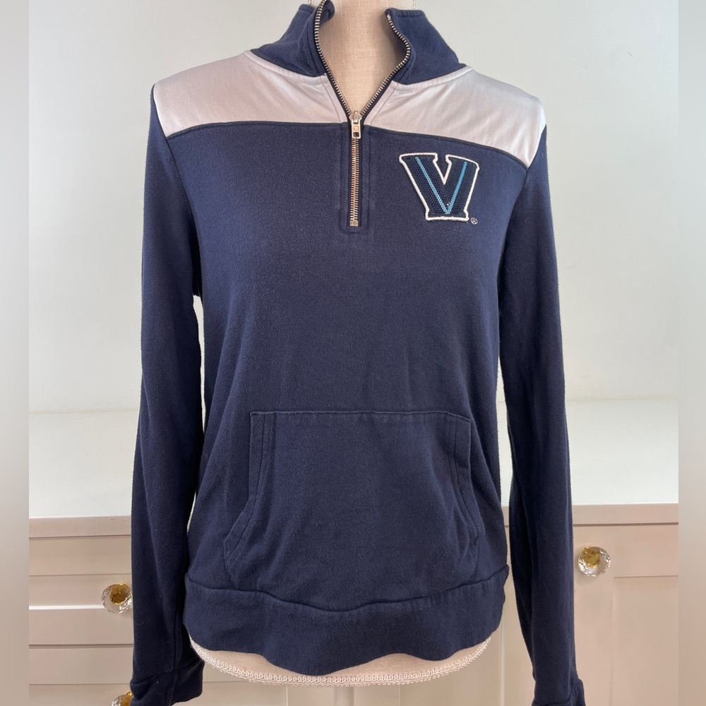 PINK Victoria's Secret Navy and Gray Zip Pullover